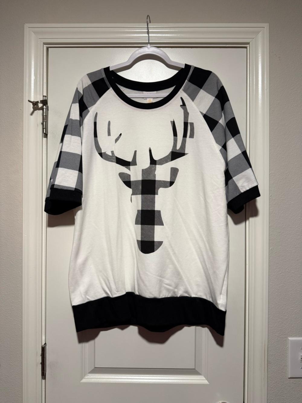 LuLaRoe White Tee with Black Ringer Neck